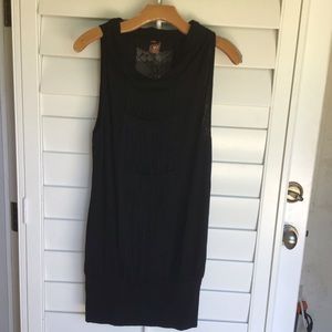 New Language Cowl neck fringe dress